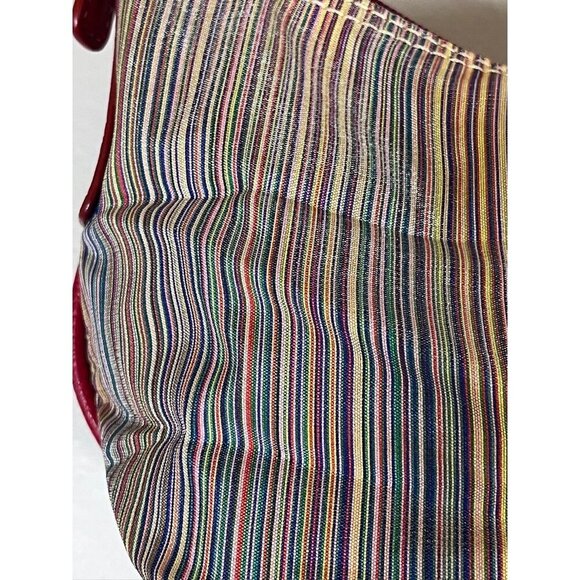 Liz Claiborne Striped Y2K Bag Colorful Leather Boho Hippie Western Retro 80s - Picture 2 of 13